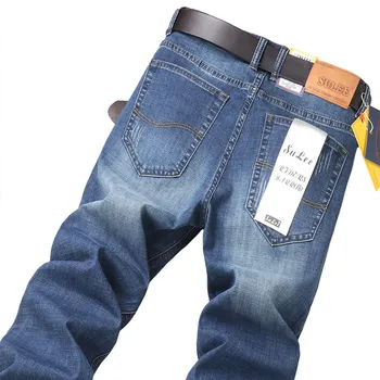 Homens Primavera Reta Calças Baggy Leve Calças Do Estiramento De Moda Casual Homens Jeans Novo Outono Homens De Jeans, Calças