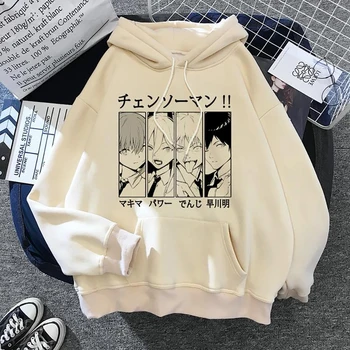 Streetwear Harajuku Homens Hoodies Anime Motosserra Homem de Impressão Camisolas de Outono Inverno com Capuz Casual Camisola de Manga Longa Y2K Tops
