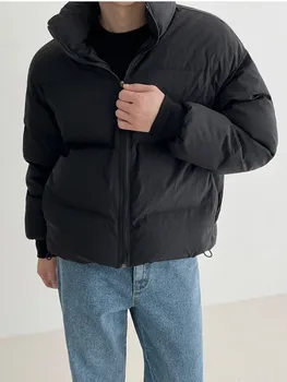 SYUHGFA Homens Roupas coreano Streetwear Cor Sólida Casal de Algodão Casaco acolchoado De 2023 Moda de Inverno de grandes dimensões de Algodão acolchoado Casacos